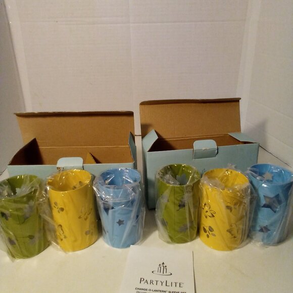 Partylite Change O Lantern Sleeve Set 2 Sets 6 Total Green Yellow Blue - Picture 1 of 9
